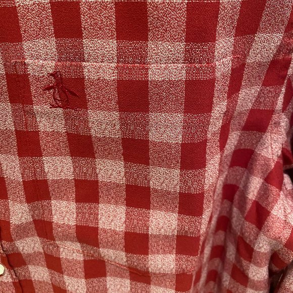 SOLD***Original Penguin Men's Red Gingham Long Sleeve Button Down Shirt - M - Picture 5 of 12